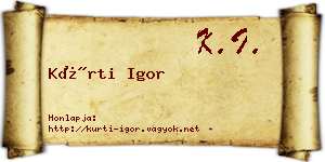 Kürti Igor névjegykártya